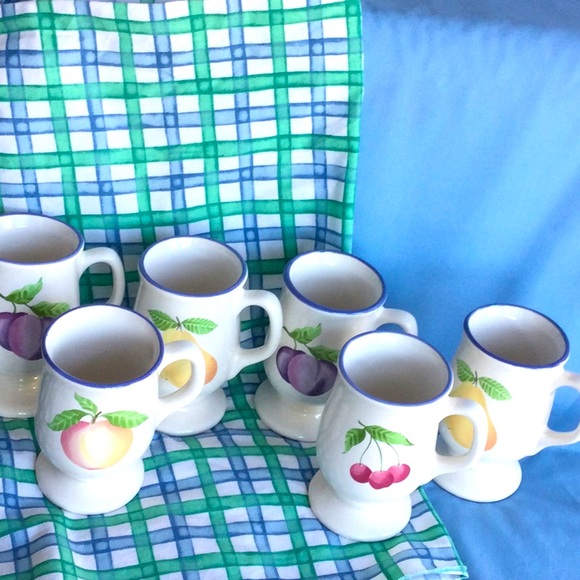 Pfaltzgraft “Hopscotch” set of 6 footed coffee/chocolate mugs. - Picture 2 of 8